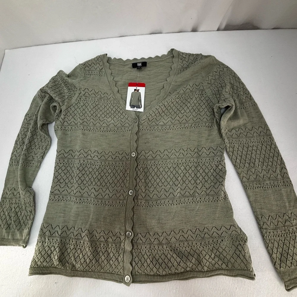 NWT Frye Seagrass green. Medium Cardigan Sweater - Picture 1 of 8